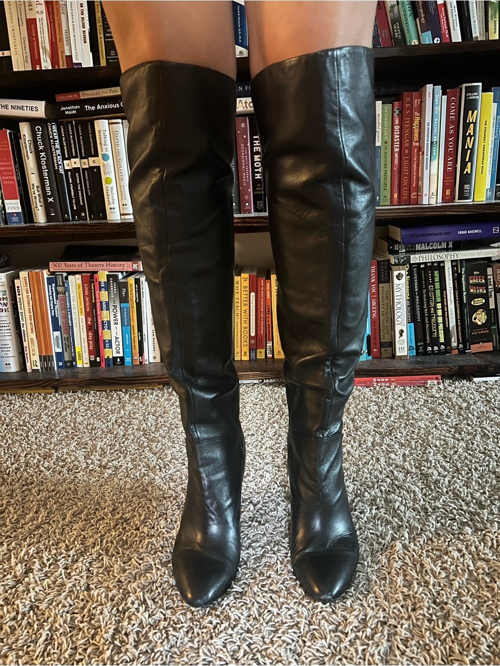GUESS Classic Over-the-Knee Black Leather Boots - Women